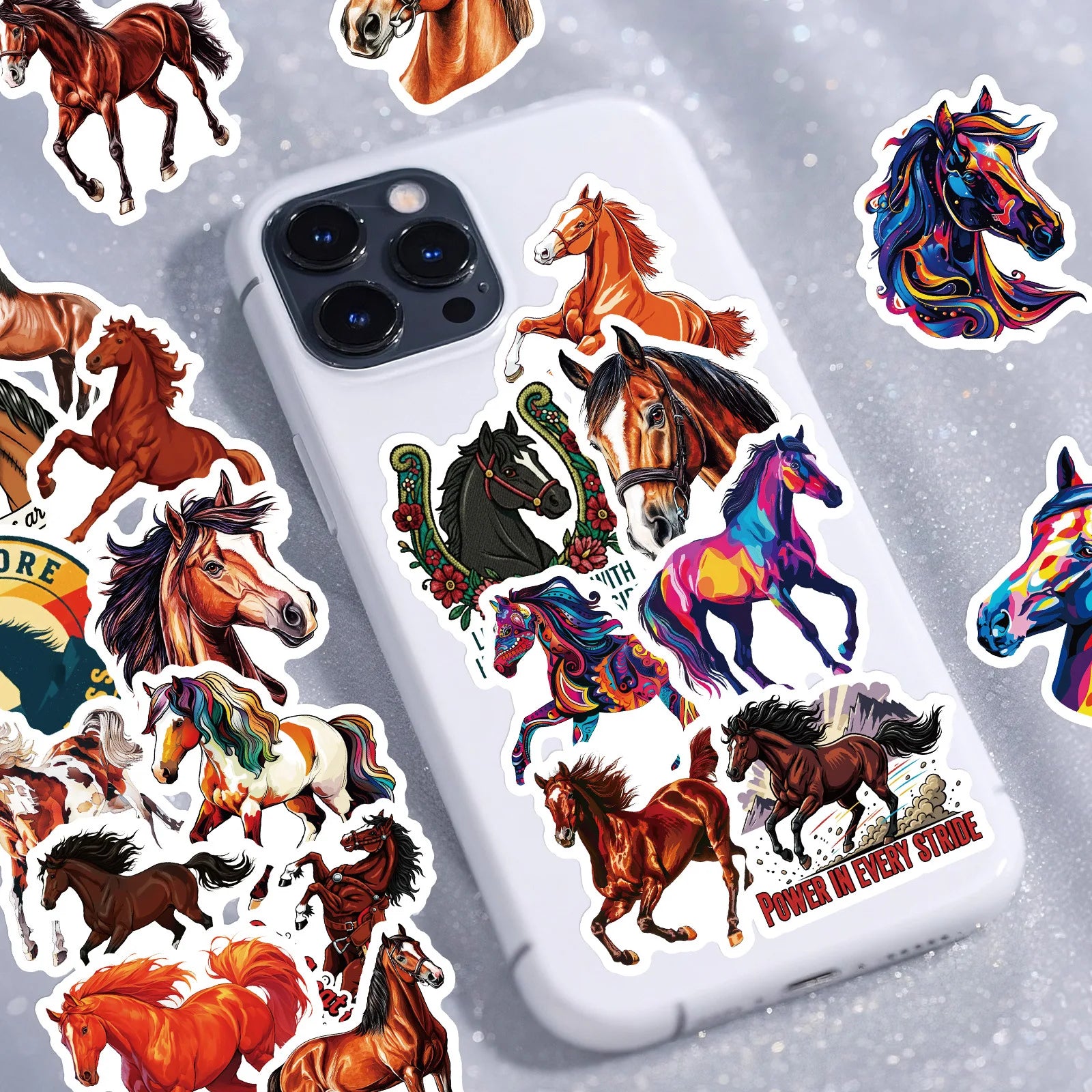 56PCS Colorful Horse Motivational Stickers Office Supplies Gift Box Helmet DIY Decoe Art Decals Sticker