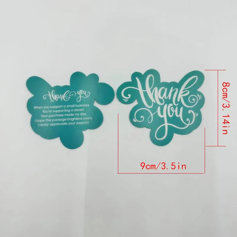 50pcs/pack Thank You Cards for Small Business, Green Pink Thank You Cards Double Sided Printing
