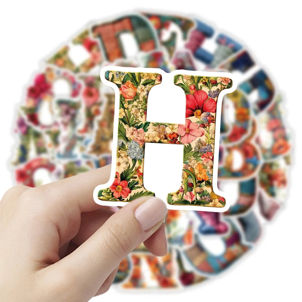 52/104 Pcs Fun Vintage Alphabet Doodle Stickers for Reward DIY Stationery Box Notebook Pen Holder Drawer Storage Box Fridge