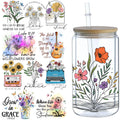 5 sheets of flower,UV grade waterproof scratch-resistant self-adhesive paper,3D crystal tagfor DIY mugs,water bottles,glass cups