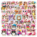 56/112 Pcs Pink Big Eye Owl Cute Doodle Stickers DIY for Scrapbook Notebook Stationery Box Phone Lunch Box Reward Decals