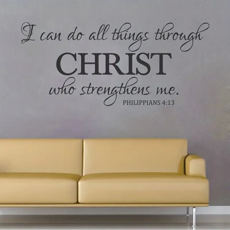 1pc "I Can Do All Things Through Christ Who Strengthens Me"Wall Decal, Inspirational Words Wall Sticker Easter gift