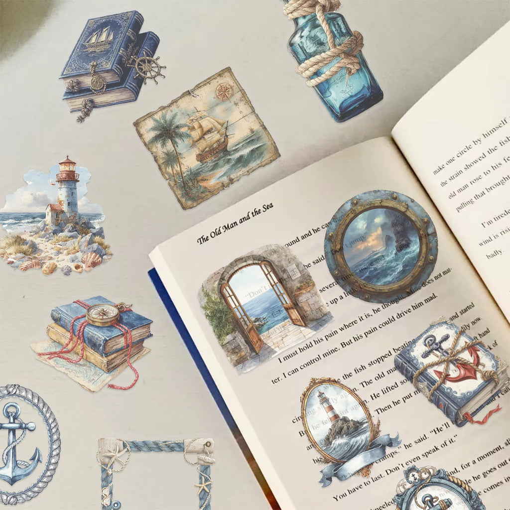 50/100PCS Cartoon Retro Navigation Sticker Pack Waterproof Transparent PET Decorative Guitar Notebook Stationery Stickers