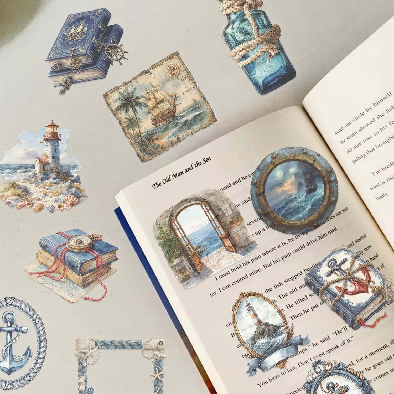 50/100PCS Cartoon Retro Navigation Sticker Pack Waterproof Transparent PET Decorative Guitar Notebook Stationery Stickers