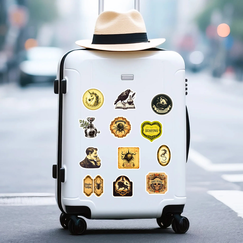 50-Piece Gothic Skull Spider Crow Apothecary Graffiti Stickers for Notebook Luggage Refrigerator Decorative Stickers