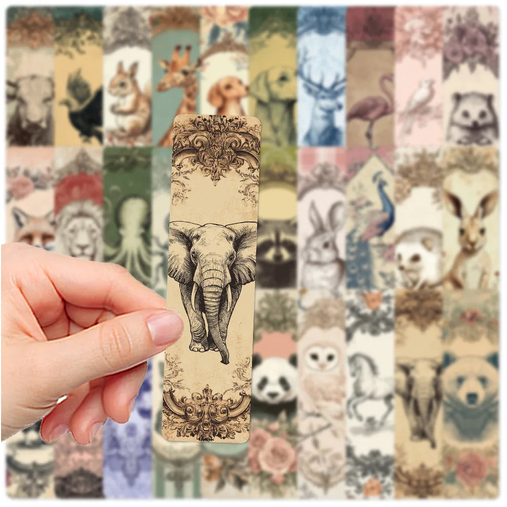 30Pcs Classic Antique Bookmark Animal Bookmarks for Students Reading Annotation Cards Textbook Bookmarks