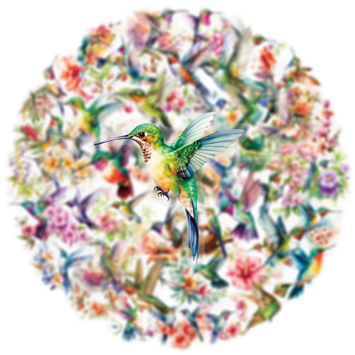 50/100PCS Cartoon Watercolor Hummingbird Pet Transparent Stickers Packaging Decoration Phone Case Luggage Waterproof Stickers