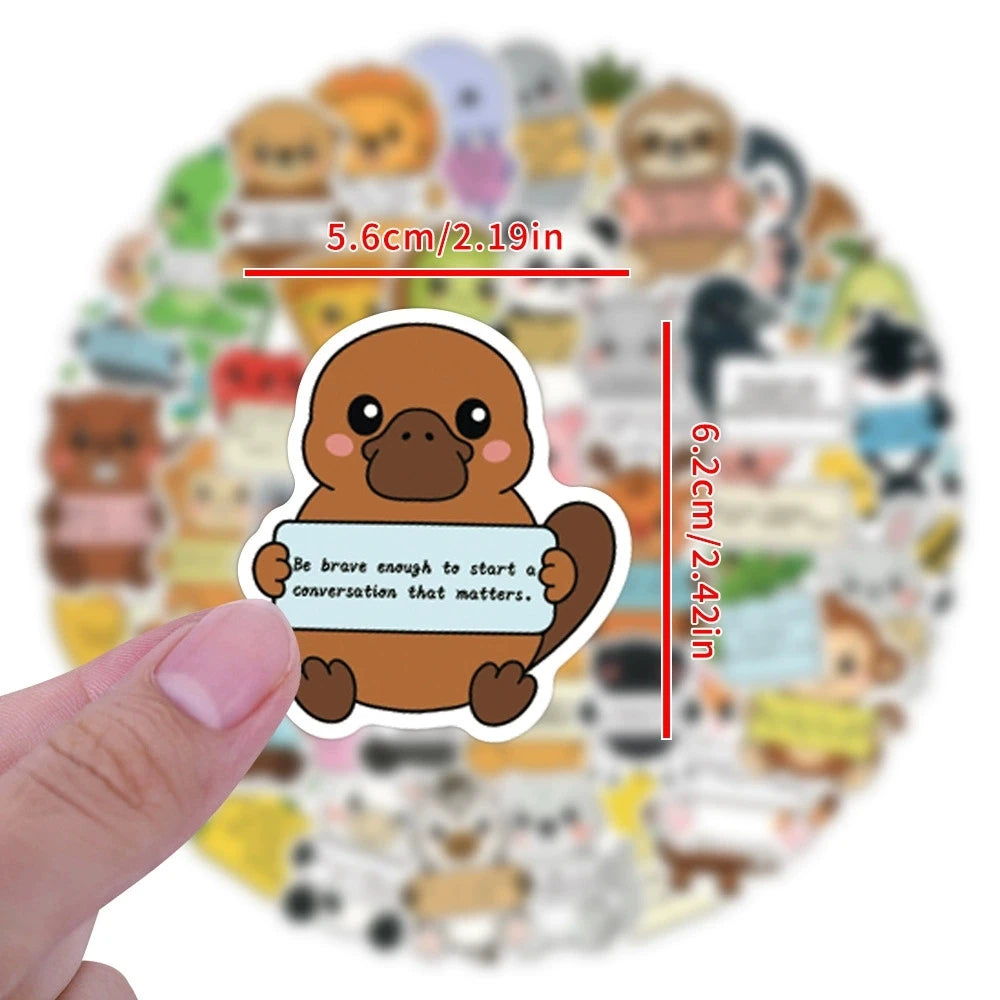 60PCS Animal Inspiration English Cartoon Graffiti Stickers Luggage Water Cup Scooter Stationery Decoration Stickers