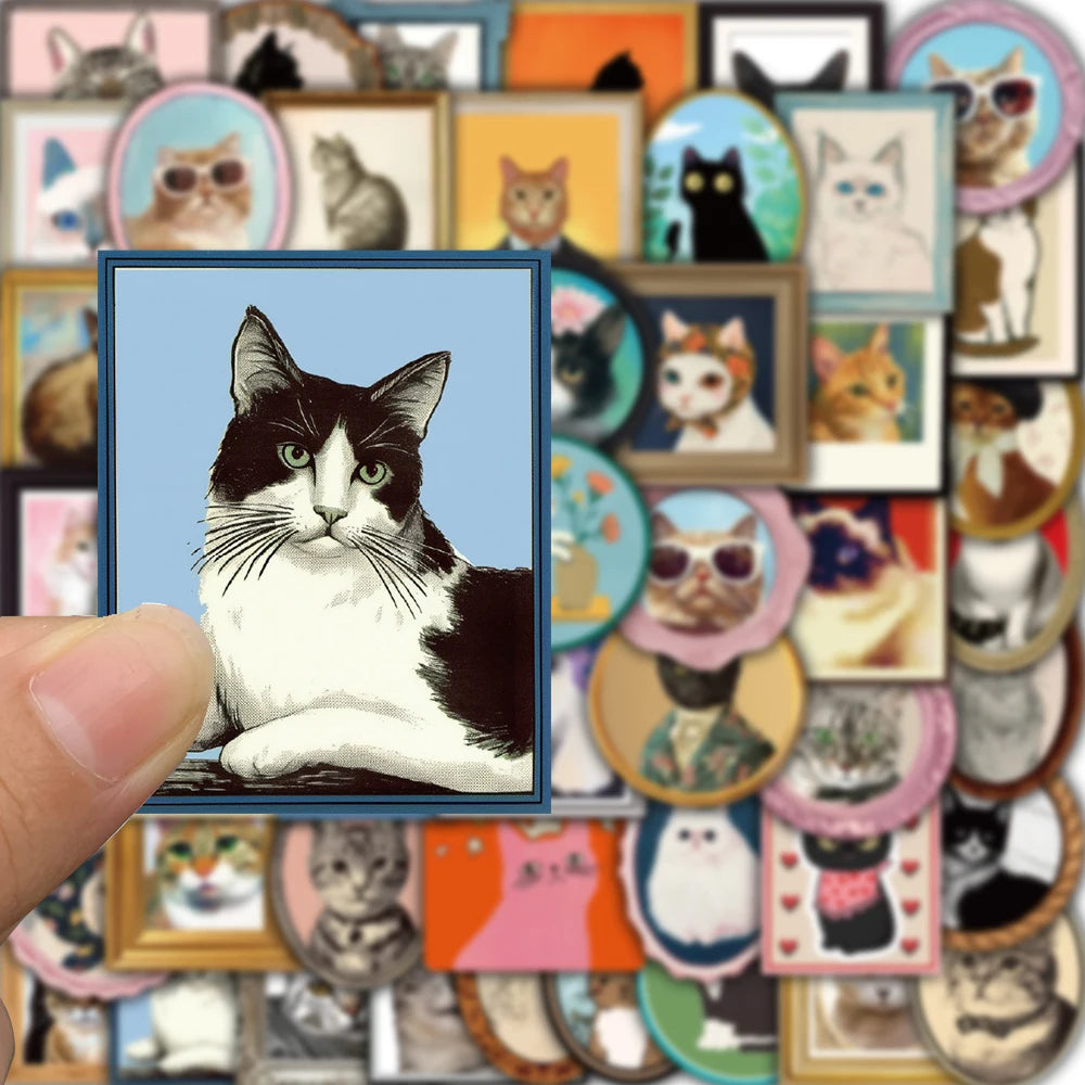 50PCS Cute Cat Sticker Notebook Gift Luggage Scrapbooking Stationery Waterproof Graffiti Coffee Phone Stationery Cartoon Sticker
