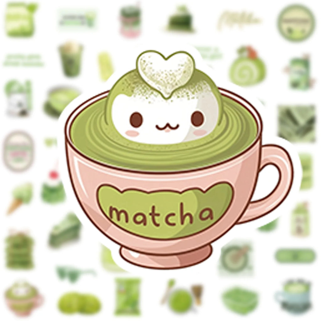 50/100Pcs Green Coffee Cake Fresh Style Stickers DIY for Notebook Skate Phone Helmet Album Fridge Removable Fade Resistant Decal