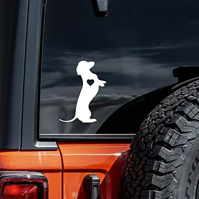Dachshund Standing Heart Dog Body Long Hound Hot Dog Wiener Silhouette Love Car Sticker For Laptop Water Bottle Motorcycle Vehic