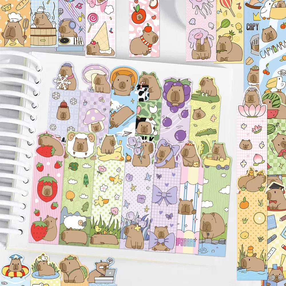 30 Cute Cartoon Capybara Bookmark Small Niche Decoration Reading Book Bookmark Desk Hand Account Portable Bookmark