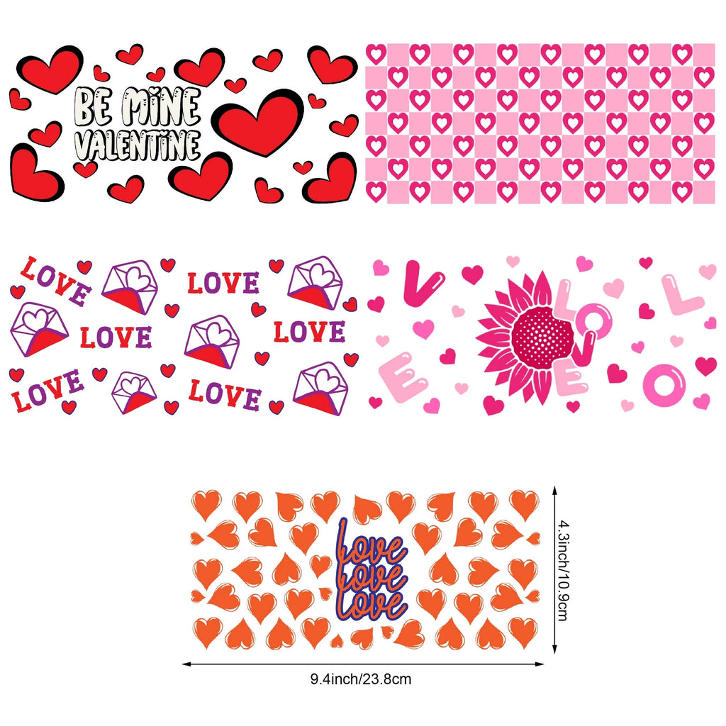 5 sheets Cartoon UV DTF Cup Stickers, DTF Friction Transfer Stickers, Waterproof Leopard Print Transfer Stickers