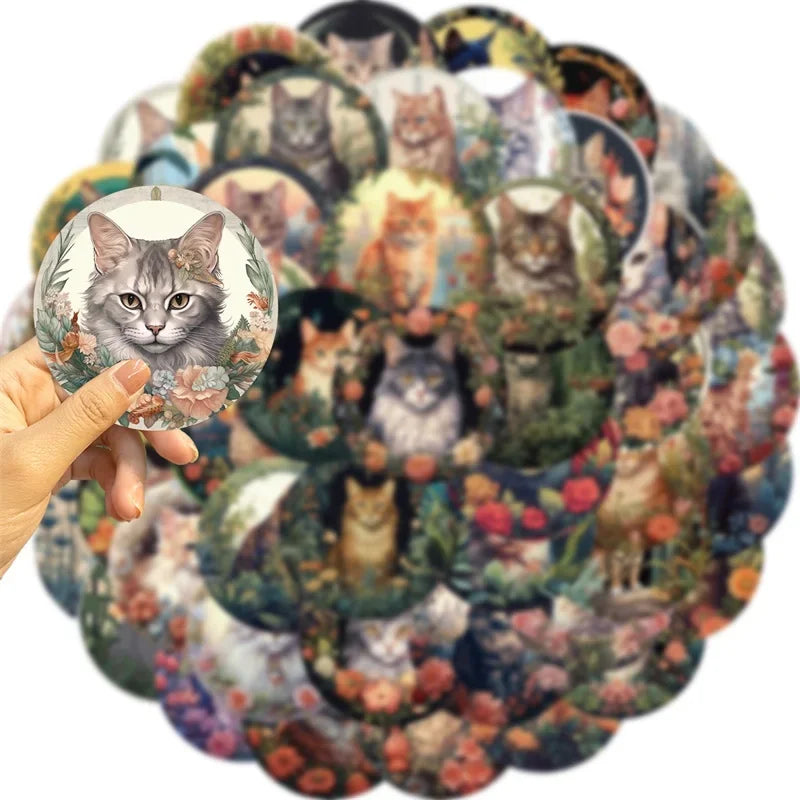 10/30/50PCS Kawaii Forest Cat PVC Sticker Aesthetic DIY Colorful Decoration Scrapbooking Stationery School Supplies for Kids