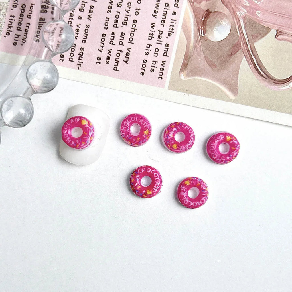 20PC Candy Nail Charms Lumious Cartoon Donut Nail ArtF Accessories Creative Simulated Painted Doughnut Nail Decorations Supplies