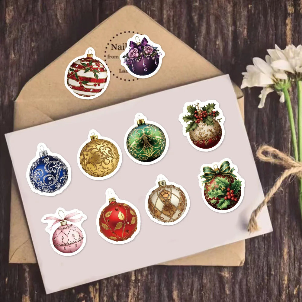 500PCS Cartoon Christmas Ball Decoration Small Pattern Roll DIY Luggage Water Cup Handmade Scrapbook Christmas Reward Stickers