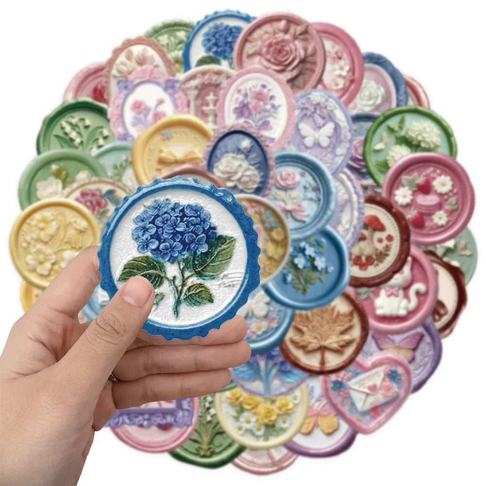 50PCS Relief Seals Creative Cartoon Stickers DIY Phone Cases Laptop Refrigerator Stickers Desktop Stickers Waterproof Stickers