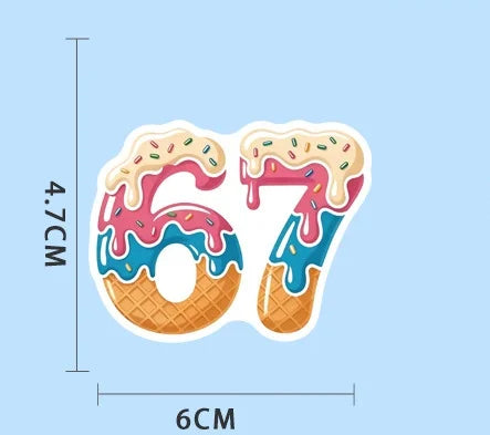 50/100 Pcs Unique Fun Colorful Number 67 Doodle Stickers DIY Game for Skate Helmet Cup Phone Waterproof Decals