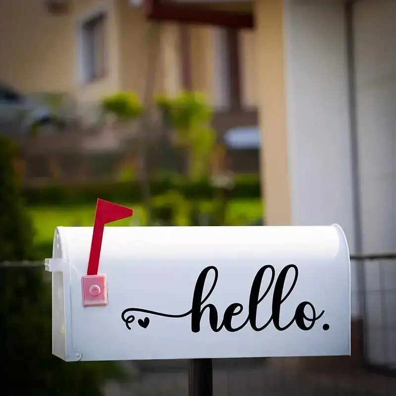 1pc Hello Heart Door Car Mailbox Sticker Decal, Welcome Quote, For Farmhouse Vinyl Home Decor