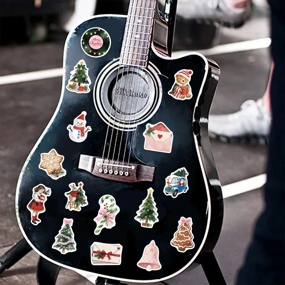 50PCS Christmas Aesthetics Christmas Decoration Stickers DIY Luggage Notebook Water Cup Handmade Scrapbook Stickers