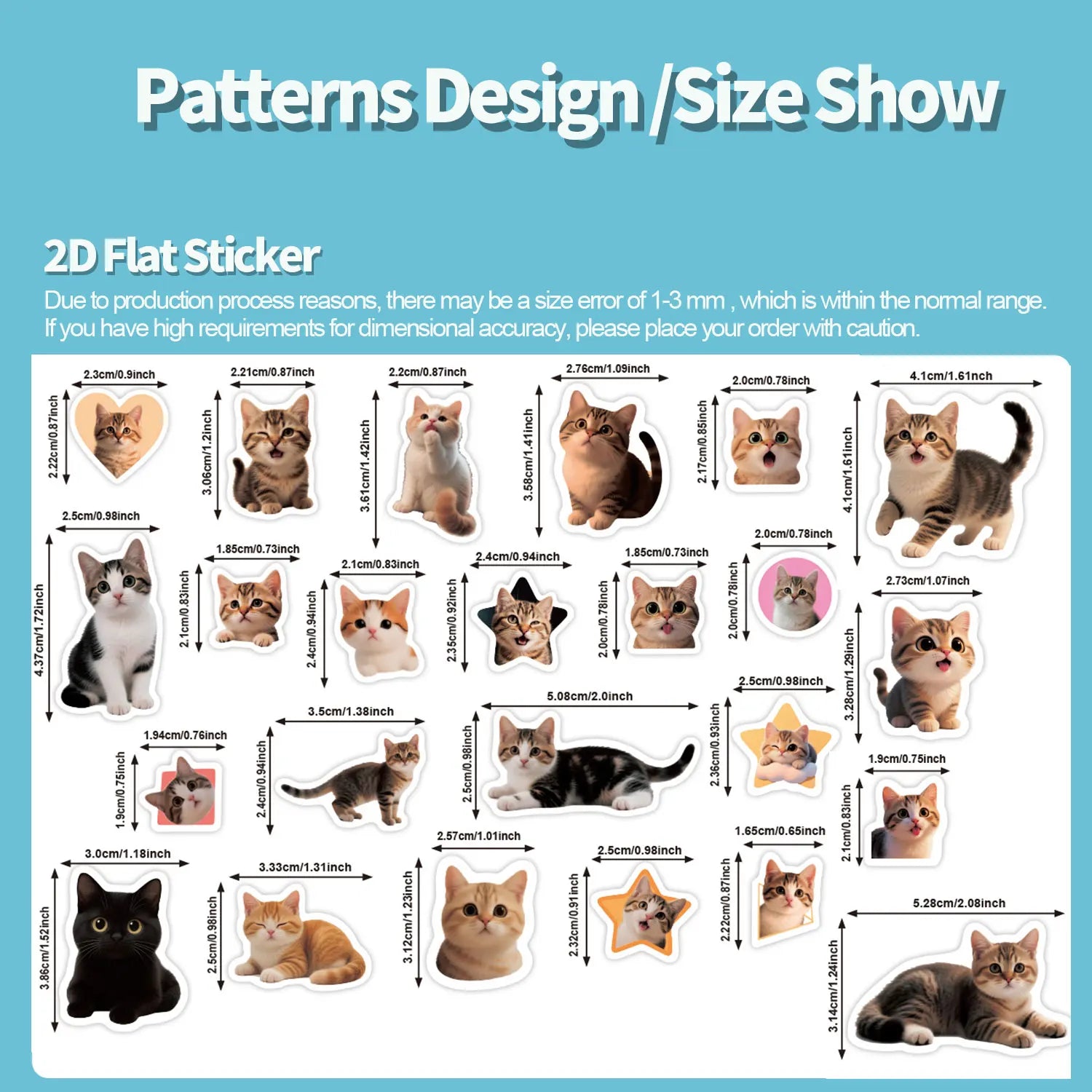 1Roll(500Pcs)24 Irregular Cute Pet Cats Vinyl Waterproof Stickers Reusable DlY Craft Decoration Animals Scrapbook Labels