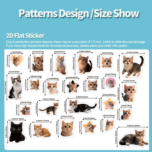 1Roll(500Pcs)24 Irregular Cute Pet Cats Vinyl Waterproof Stickers Reusable DlY Craft Decoration Animals Scrapbook Labels