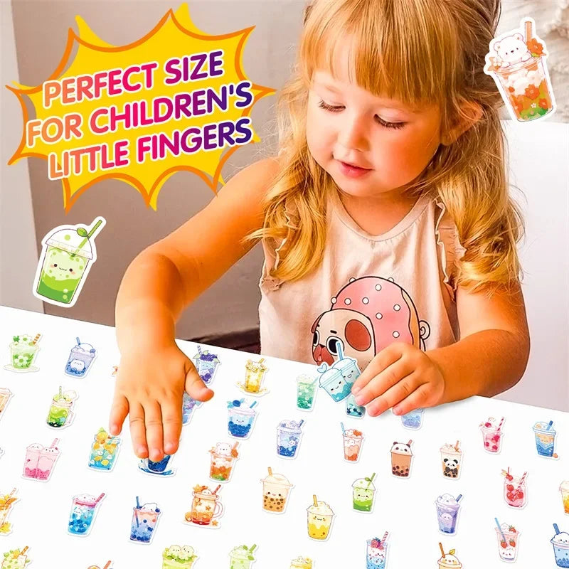 10/30/50PCS Panda Pearl Milk Tea PVC Sticker Aesthetic Children's Decoration Scrapbooking Stationery School Supplies for Kids