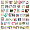 50/100 Pcs Unique Fun Colorful Number 67 Doodle Stickers DIY Game for Skate Helmet Cup Phone Waterproof Decals