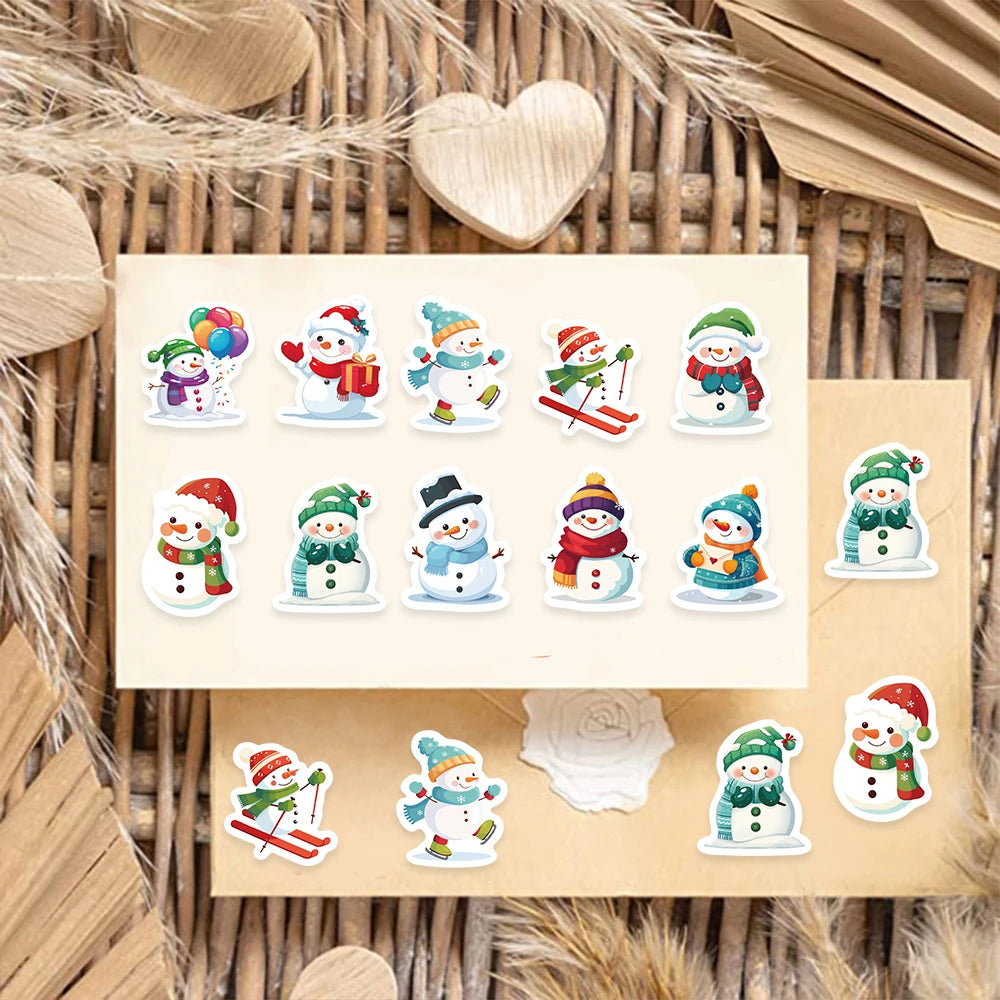 500PCS Christmas Snowman Stickers Small Pattern Decoration DIY Bags, Tablets, Skateboards, Motorcycles, Water Cups, Toy Stickers