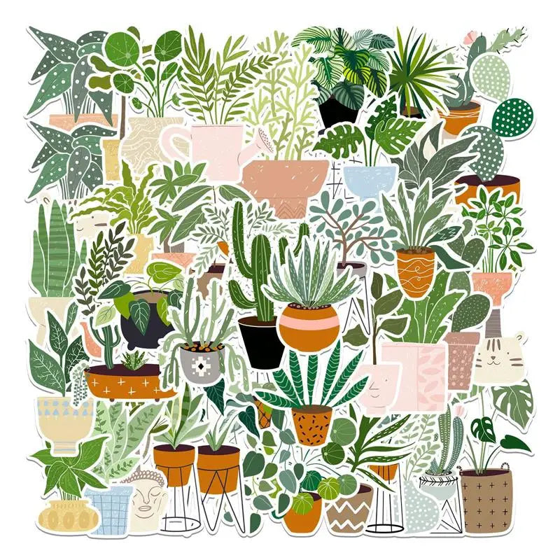 10/30/44PCS Cute Plants Sticker Aesthetic PVC Stationery Children's Sketchbook Sticky Diary Laptop Scrapbook Supplies for Kids