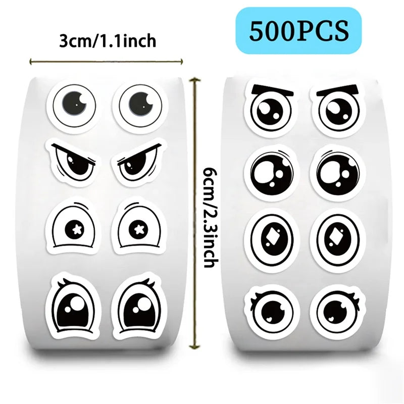 500PCS Kawaii Eye Sticky Paper Sticker Labels Thank You Sticker Sealing DIY Decoration Scrapbooking Stationery Supplies