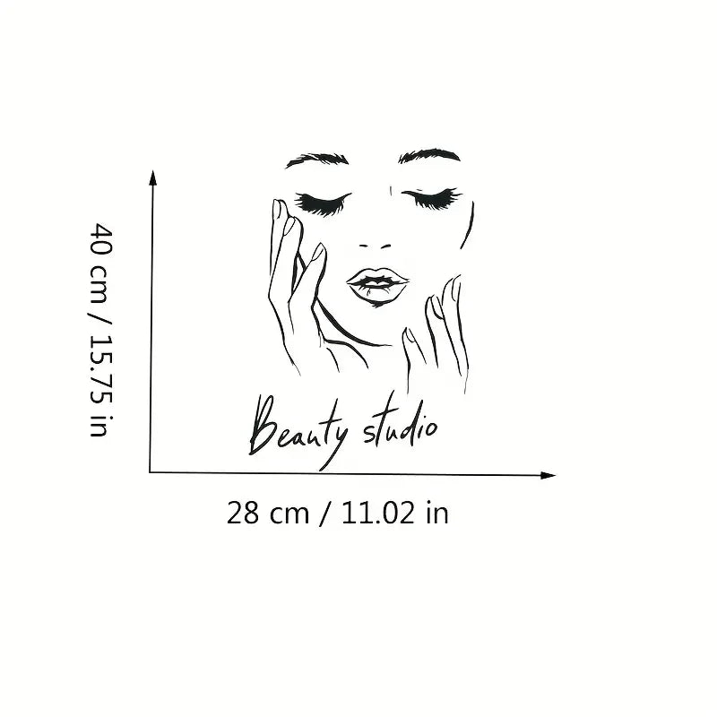 Wall Decal Featuring a Female Face for a Beauty Studio, Perfect for Makeup Decoration.