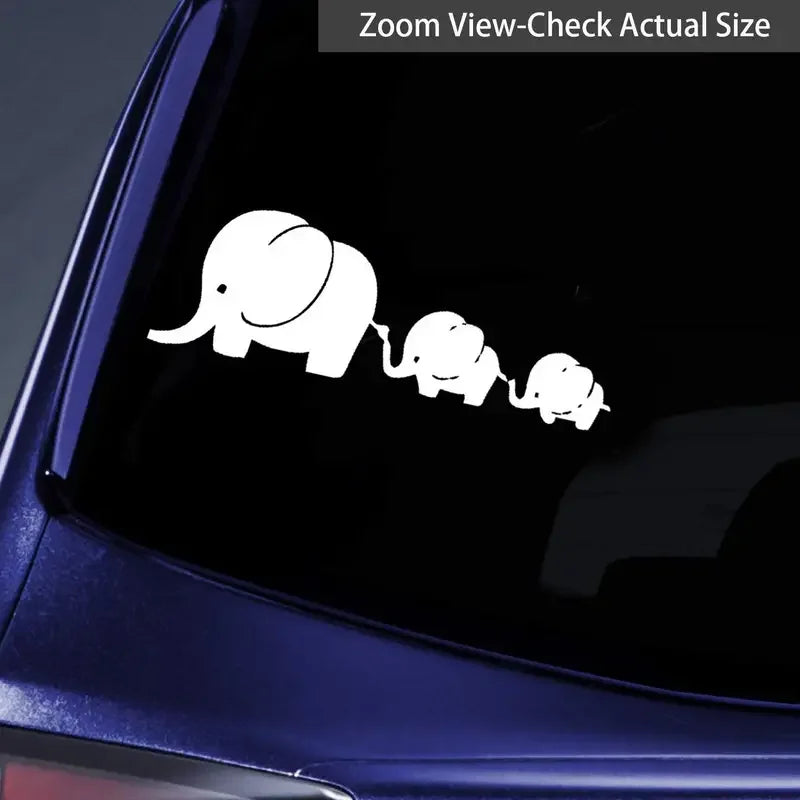 Cartoon Elephant Mom And Kids Car Stickers For Laptop Water Bottle Car Truck Van SUV Motorcycle Vehicle Paint Window Wall Cup To