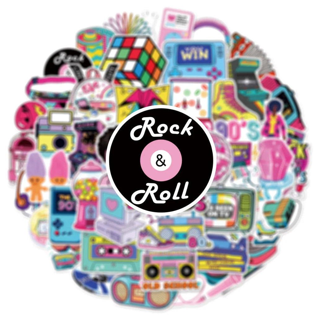 50-Pack 80s 90s Cartoon Graffiti Stickers Student Stationery Luggage Tablet Motorcycle Notebook Decorative Stickers