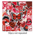 50-Pack Y2K Red Graffiti Stickers Waterproof DIY Decorations for Luggage Helmets Guitar Cool Trendy Street Art Decals