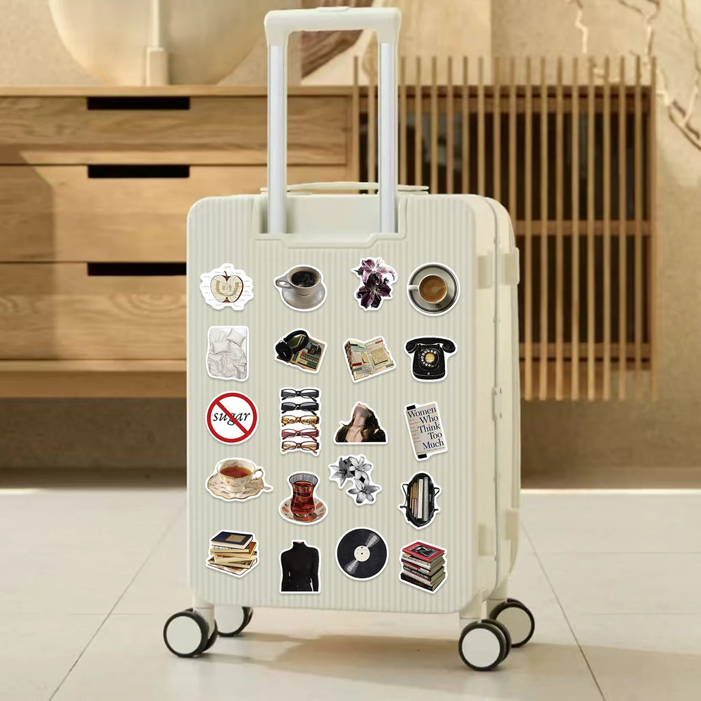 50-Pack Cartoon Black-White Art Graffiti Stickers DIY Waterproof Decals for Guitar Notebook Luggage Decoration