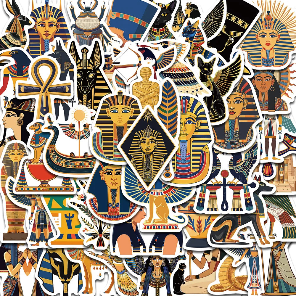 50PCS Ancient Egypt Sticker Nostalgia Cafe Art Picture Laptop Luggage Skateboard Bicycle Graffiti Waterproof Sticker for Gift