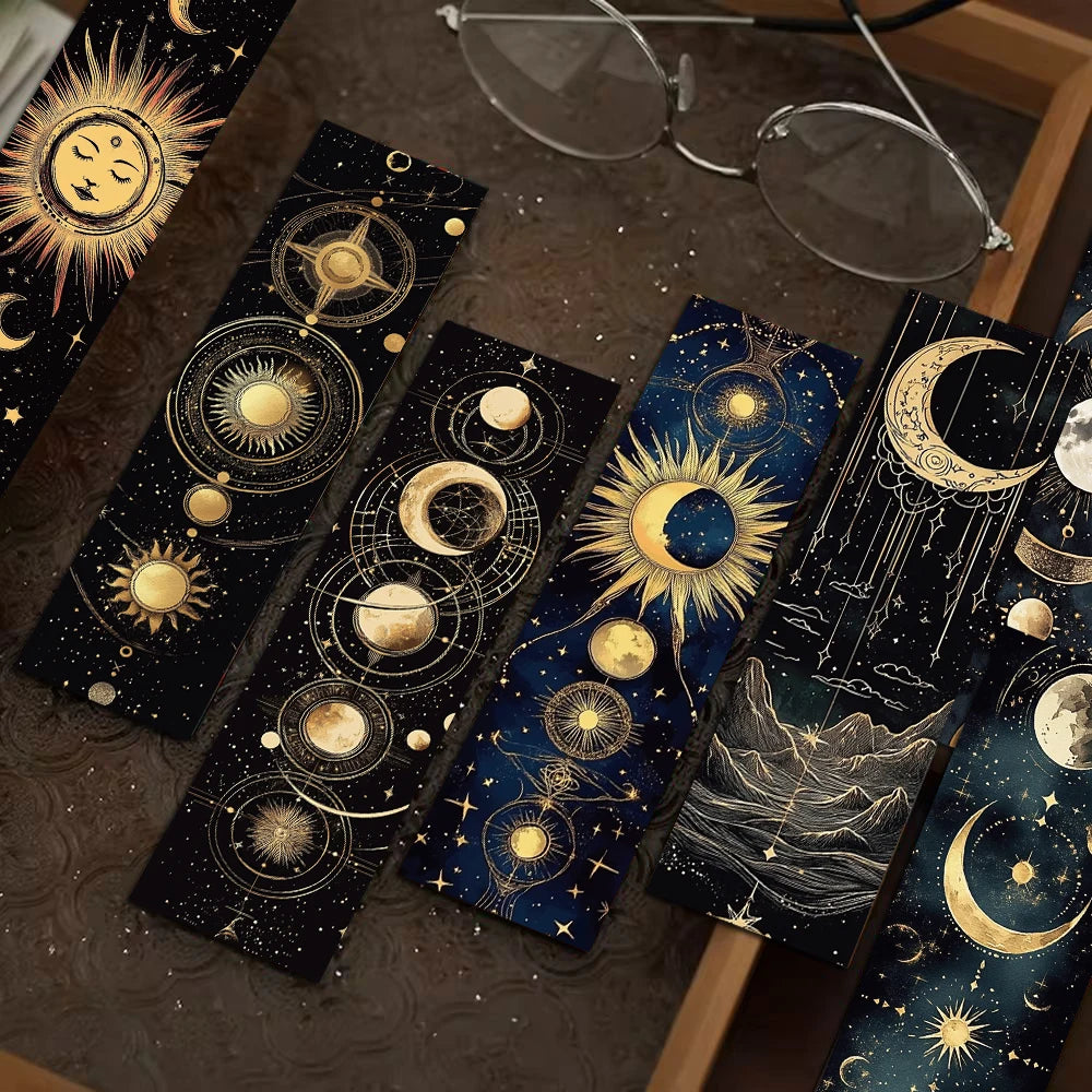 30PCS Mysterious Celestial Body Bookmarks Vintage DIY Page Reading Book Art Stationery Landscape Gift Creative Cards Bookmark