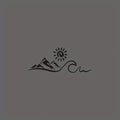 2D Flat, 2D Flat Car Sticker - White/Black/Gray/ Vinyl Mountain & Wave Window Decal with Black/White/Gray/ Sun/Moon/Star/Circle