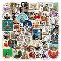 56PCS Skeleton Reading Graffiti Stickers Creative Personalized Cartoon Text Stickers Decorative Guitar Notebook