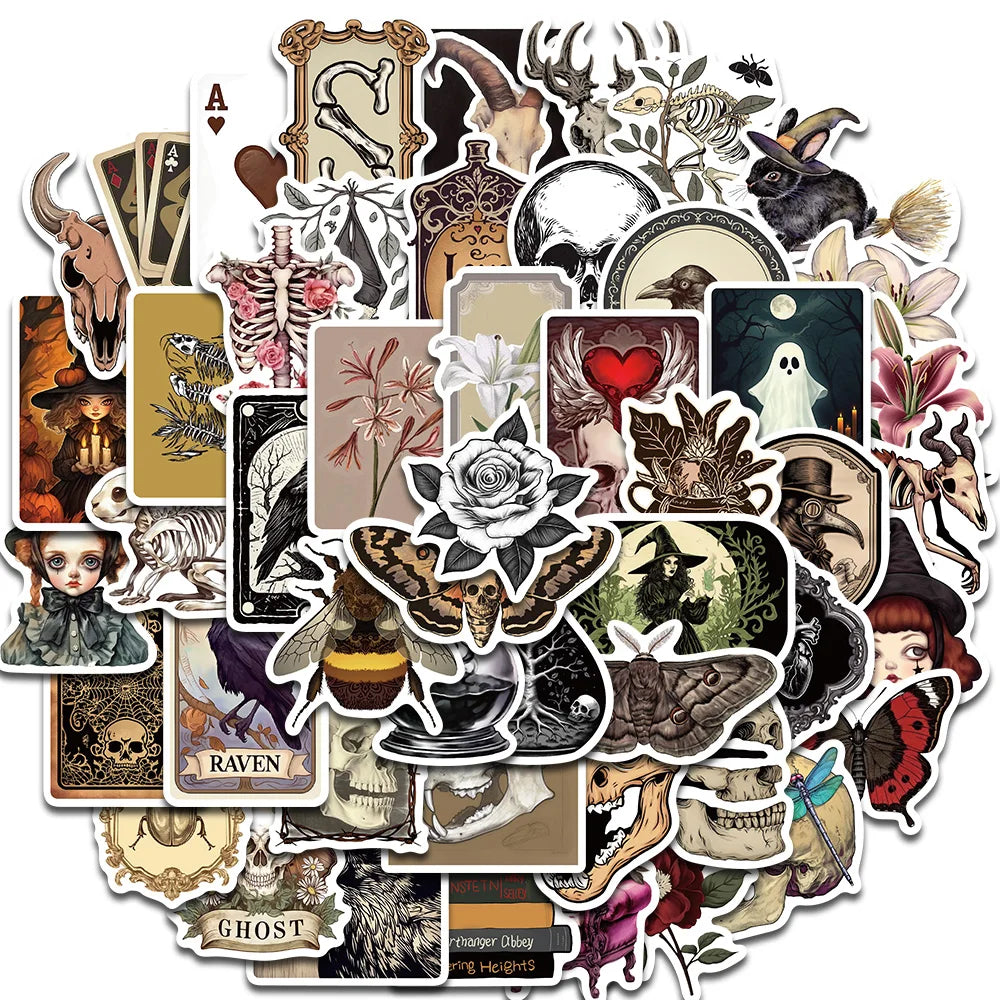 50PCS Gothic Stickers Horror Retro Laptop Luggage Cartoon Notebook Phone Graffiti Skateboard Scrapbook Decal Lables