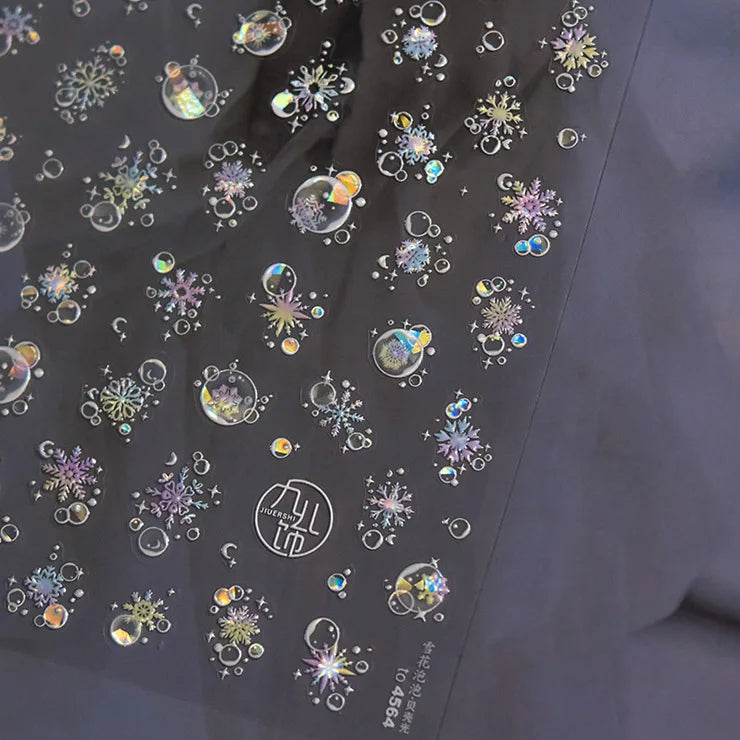 Shell Light Nail Stickers Ice Transparent Summer Beach Ocean Shell Starfish Stars Bubble Nail 3D Decorations Nail Art Stickers