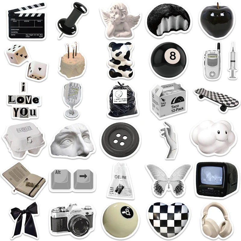 10/30/61PCS Simple Sculpture PVC Graffiti Sticker Sticky Aesthetic Decorative Scrapbook DIY Child Phone Stationery Supply