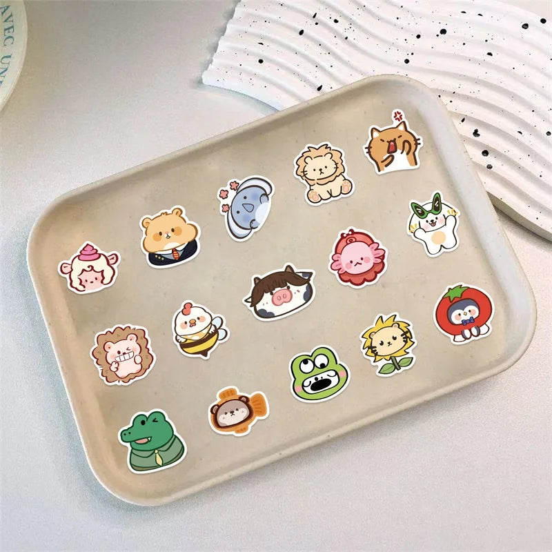 10/30/50PCS Kawaii Strange Animals PVC Sticky Sticker Aesthetic Stationery DIY Colorful Decoration Scrapbooking School Supplies