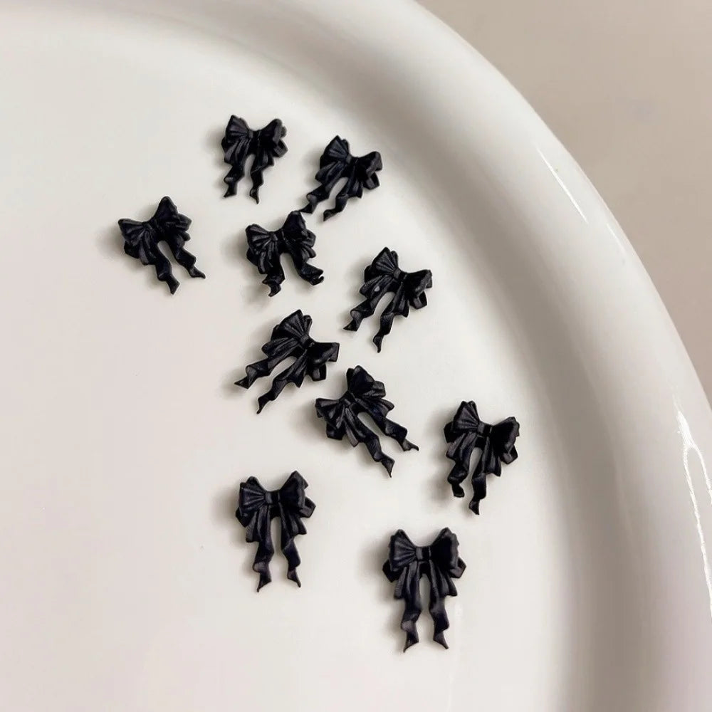 20pc Exqusitive Bows Nail Resin Charms Mini Bow Nail Art Accessories Bow Black White Rice White Bow Tie Nails Decoration Diamond