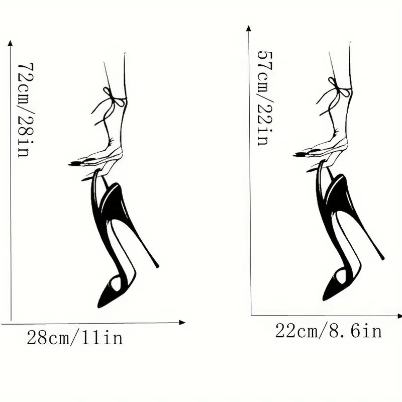 Contemporary Vinyl Wall Decal, Chic Female Silhouette with High Heels Design, Pre-pasted Fantasy Art Sticker, Plastic Surface Co