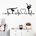 Gymnast Heartbeat Dancer Wall Sticker Room Heart Dancing Player Wall Decal Bedroom Living Room Vinyl Decor SY33