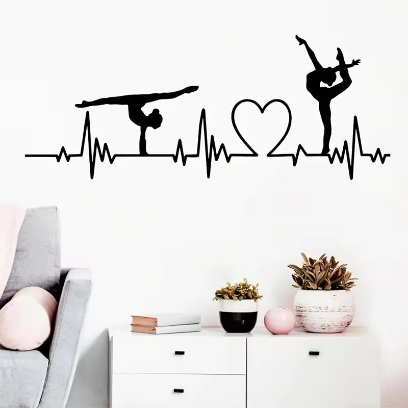 Gymnast Heartbeat Dancer Wall Sticker Room Heart Dancing Player Wall Decal Bedroom Living Room Vinyl Decor SY33