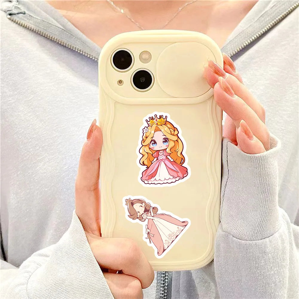 60/120 Pcs Cute Cartoon Princess Stickers for Notebook Cup Stationery Box Suitcase Fridge Desk File Holder Removable Waterproof