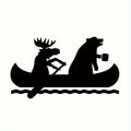 [Adventure Car Sticker] Outdoor Adventure Car Sticker | Moose And Bear in a Canoe - Suitable for Car Windows